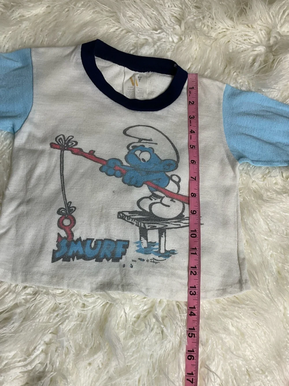 80s Vintage Smurfs Long Sleeve Raglan Pajama Top Size 5